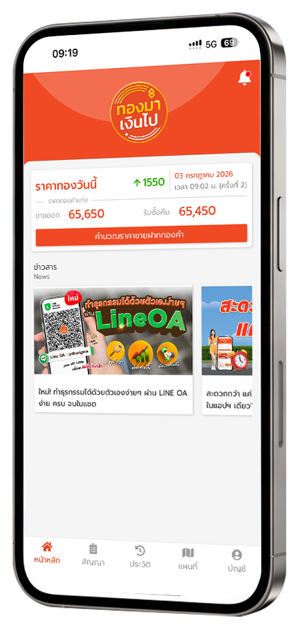แอปพลิเคชันทองมาเงินไป — ตรวจราคาทองและคำนวณราคาขายฝาก
